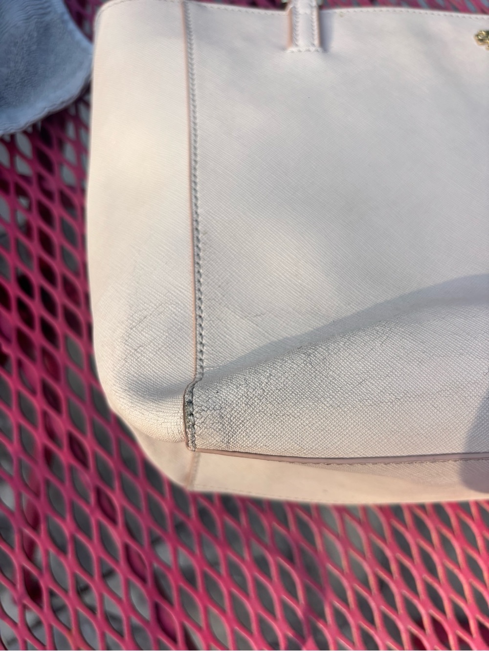 Tory Burch Pink Cream Leather Shoulder Tote- Project Bag - Picture 7 of 11